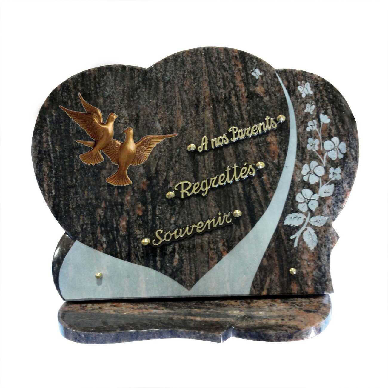 plaque funeraire a mon parrain, plaque funeraire avec oiseau, plaque coeur funeraire