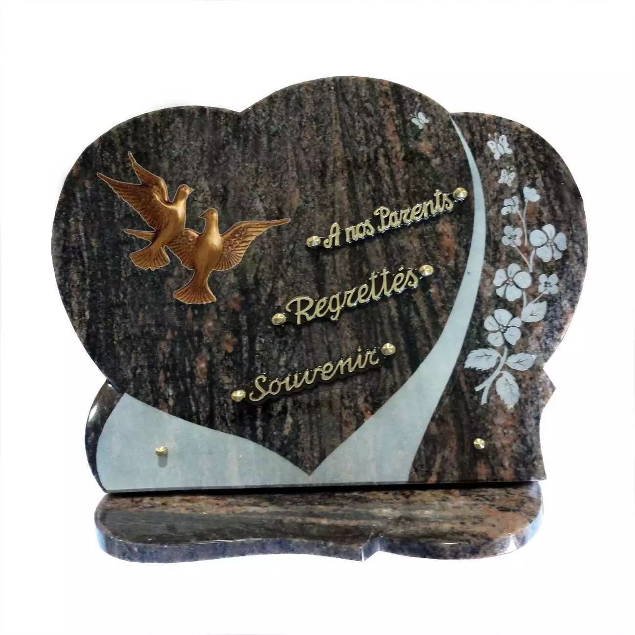 plaque funeraire a mon parrain, plaque funeraire avec oiseau, plaque coeur funeraire