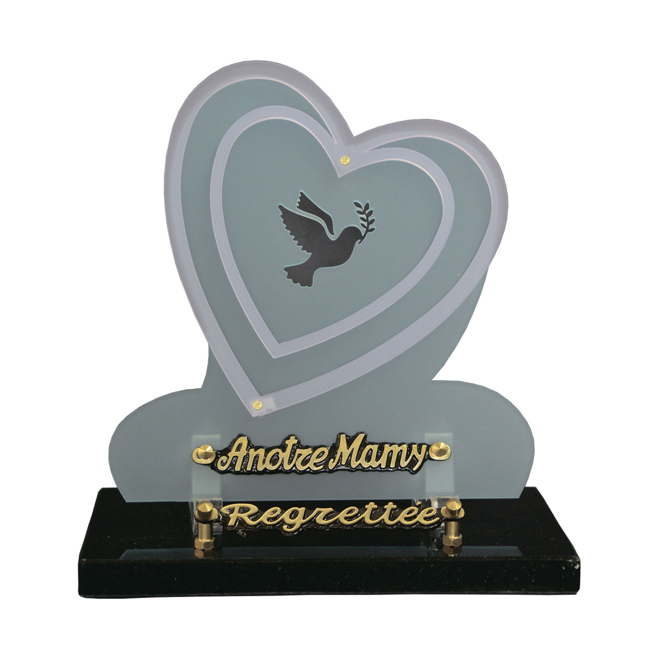 coeur funeraire a graver, plaque tombale coeur, plaque funéraire plexi coeur