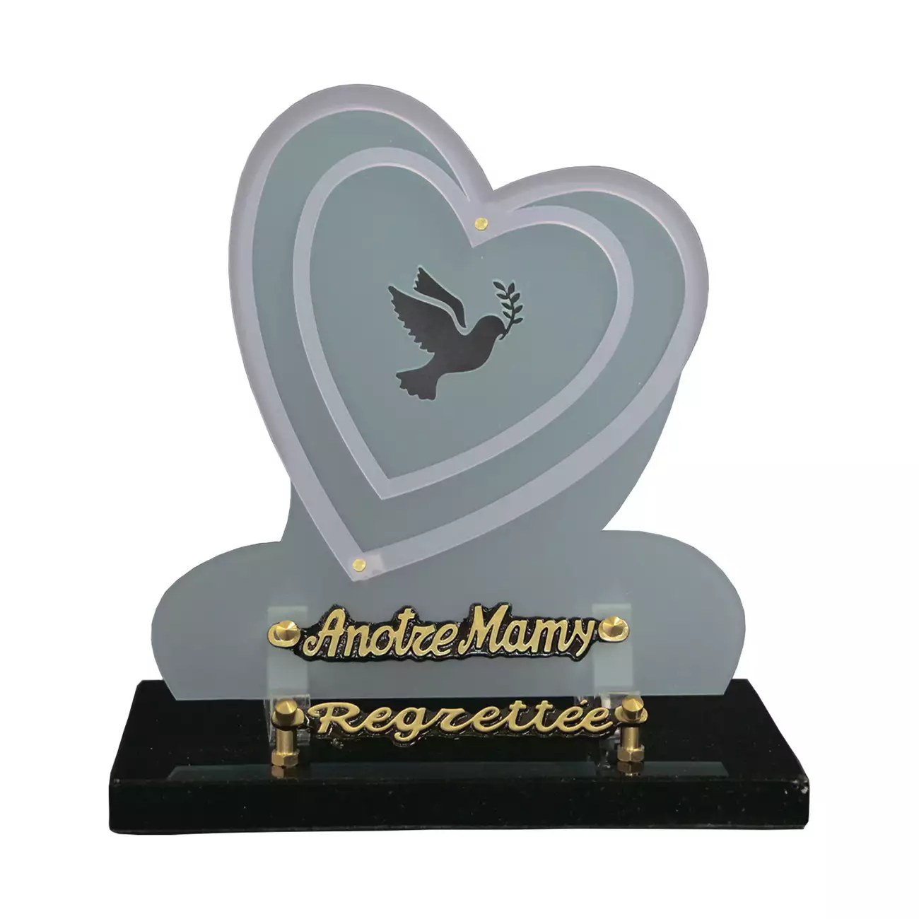coeur funeraire a graver, plaque tombale coeur, plaque funéraire plexi coeur
