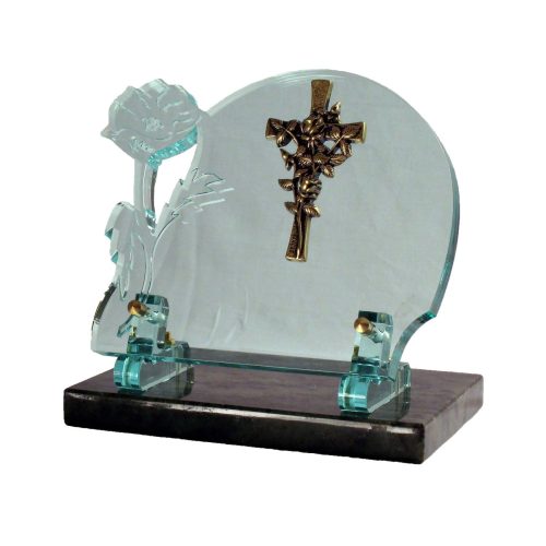 Plaque tombale "Croix et roses"