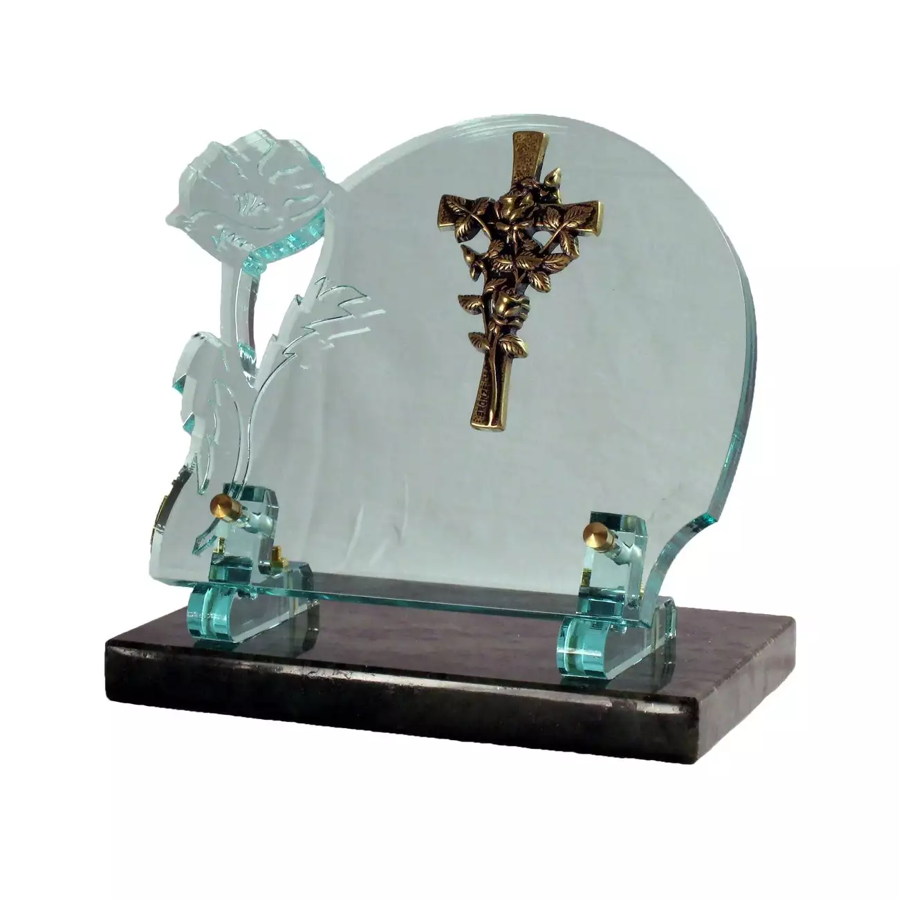 Plaque tombale "Croix et roses"
