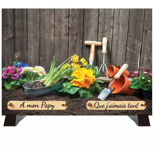 Plaque funéraire thème le Jardin