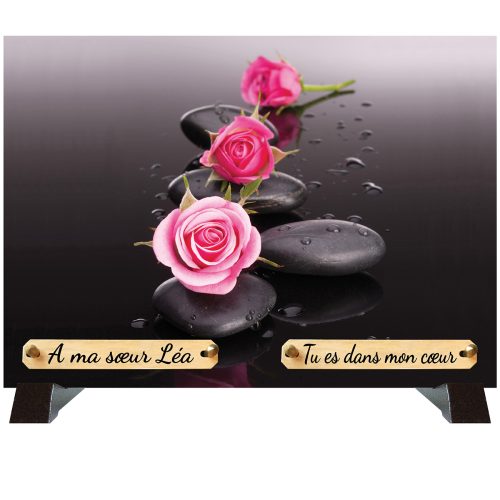Plaque funéraire "Galets et Fleurs"