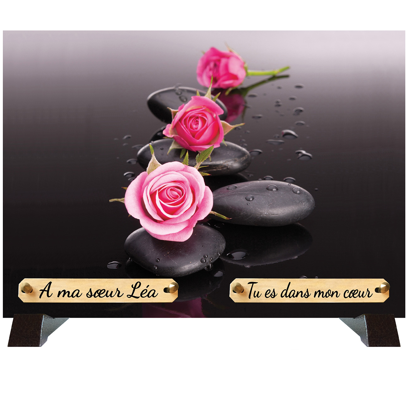 Plaque funéraire "Galets et Fleurs"