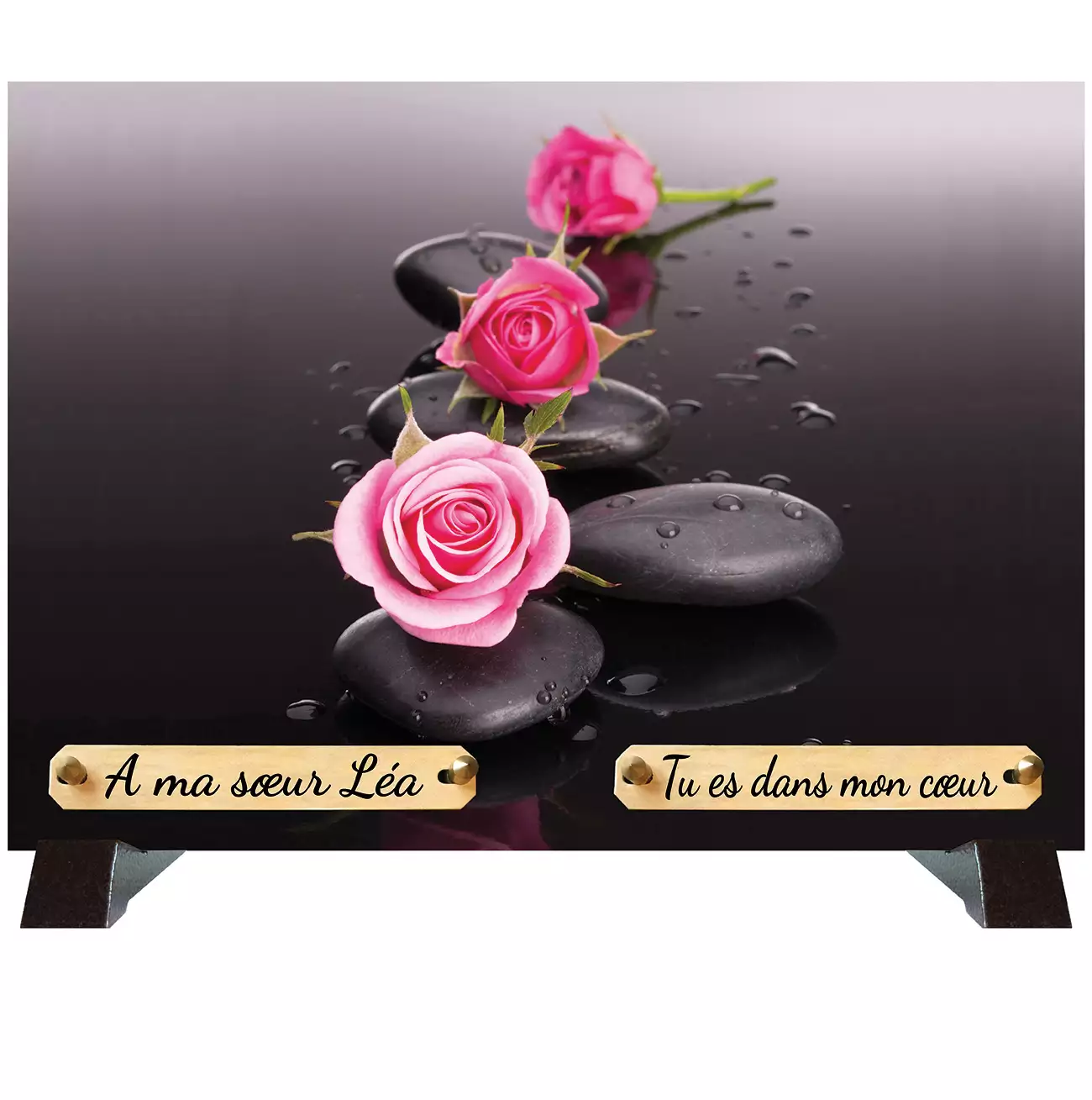 Plaque funéraire "Galets et Fleurs"