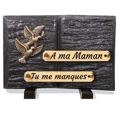 Plaque funéraire schiste "Petit Livre"