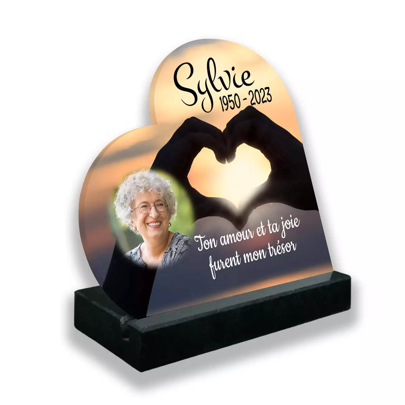 Plaque funéraire personnalisée "Coeur sur toi"