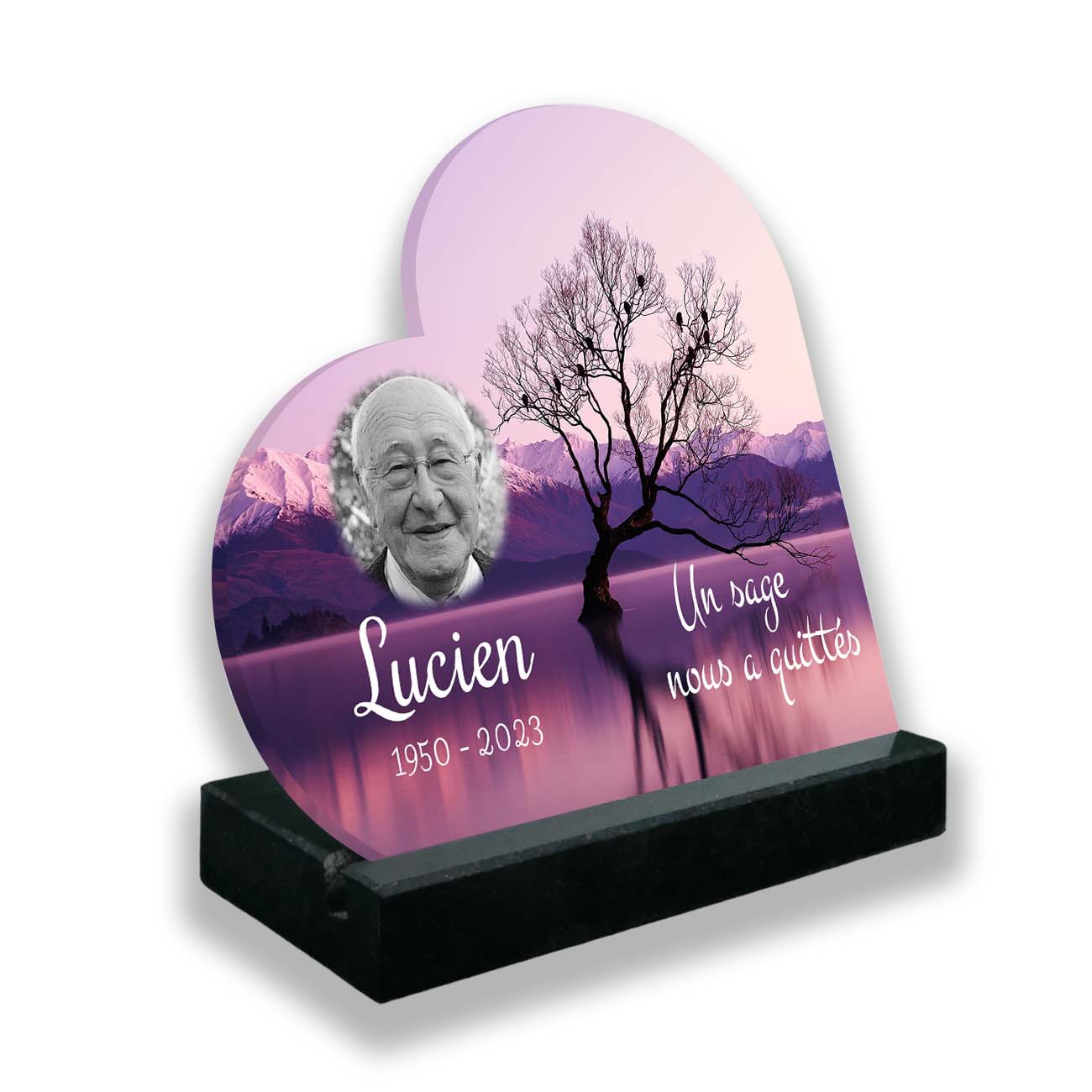 plaque funéraire personnalisée noir avec photo