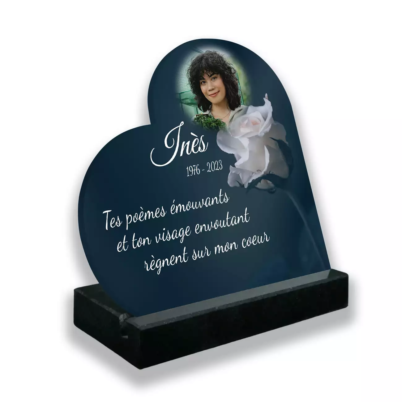 plaque funéraire personnalisée noir avec photo