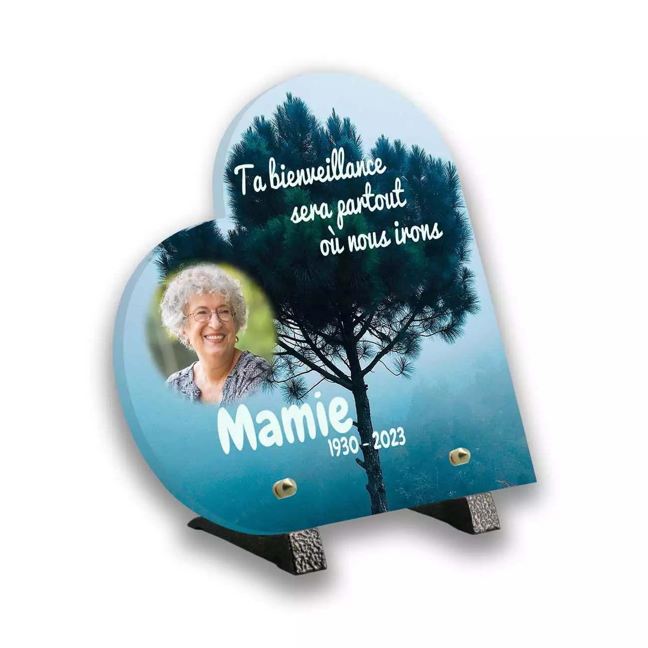 plaque funéraire personnalisée pieds avec photo