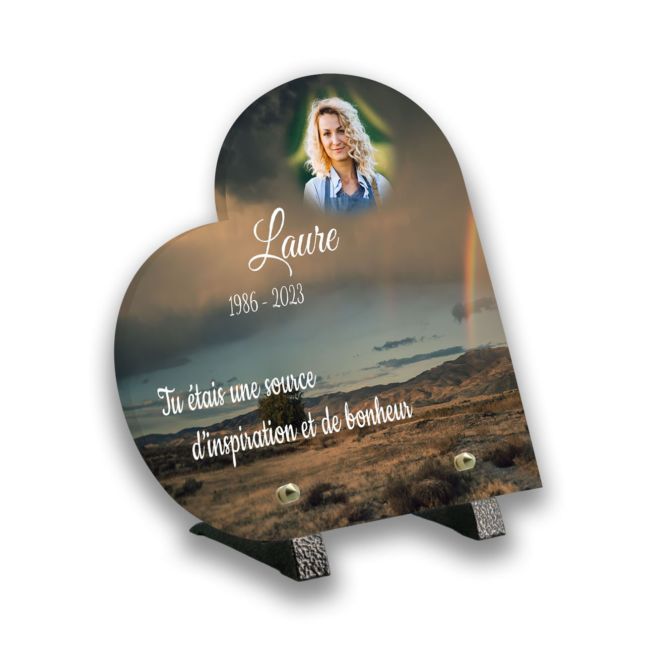 plaque funéraire personnalisée pieds avec photo