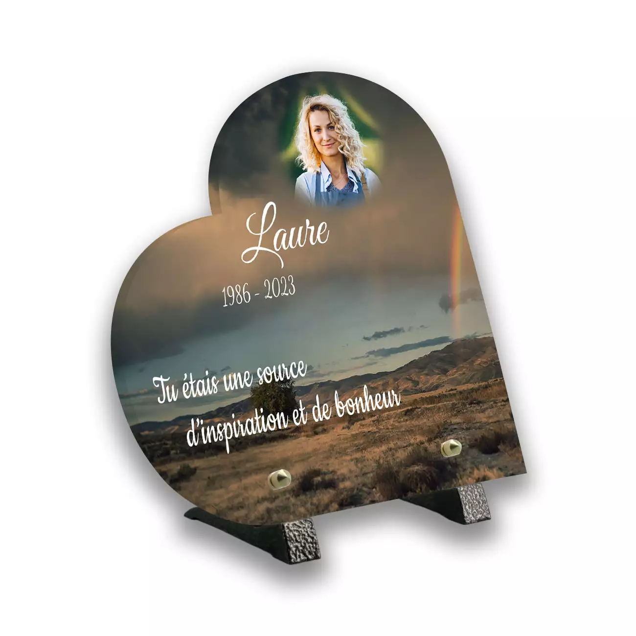 plaque funéraire personnalisée pieds avec photo
