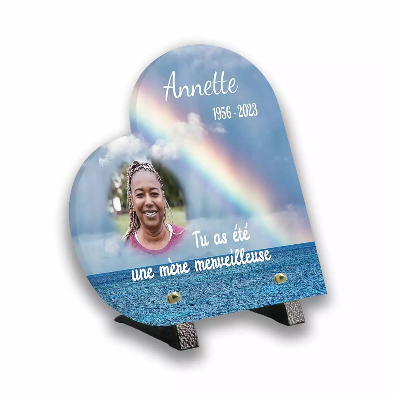 plaque funéraire personnalisée pieds avec photo