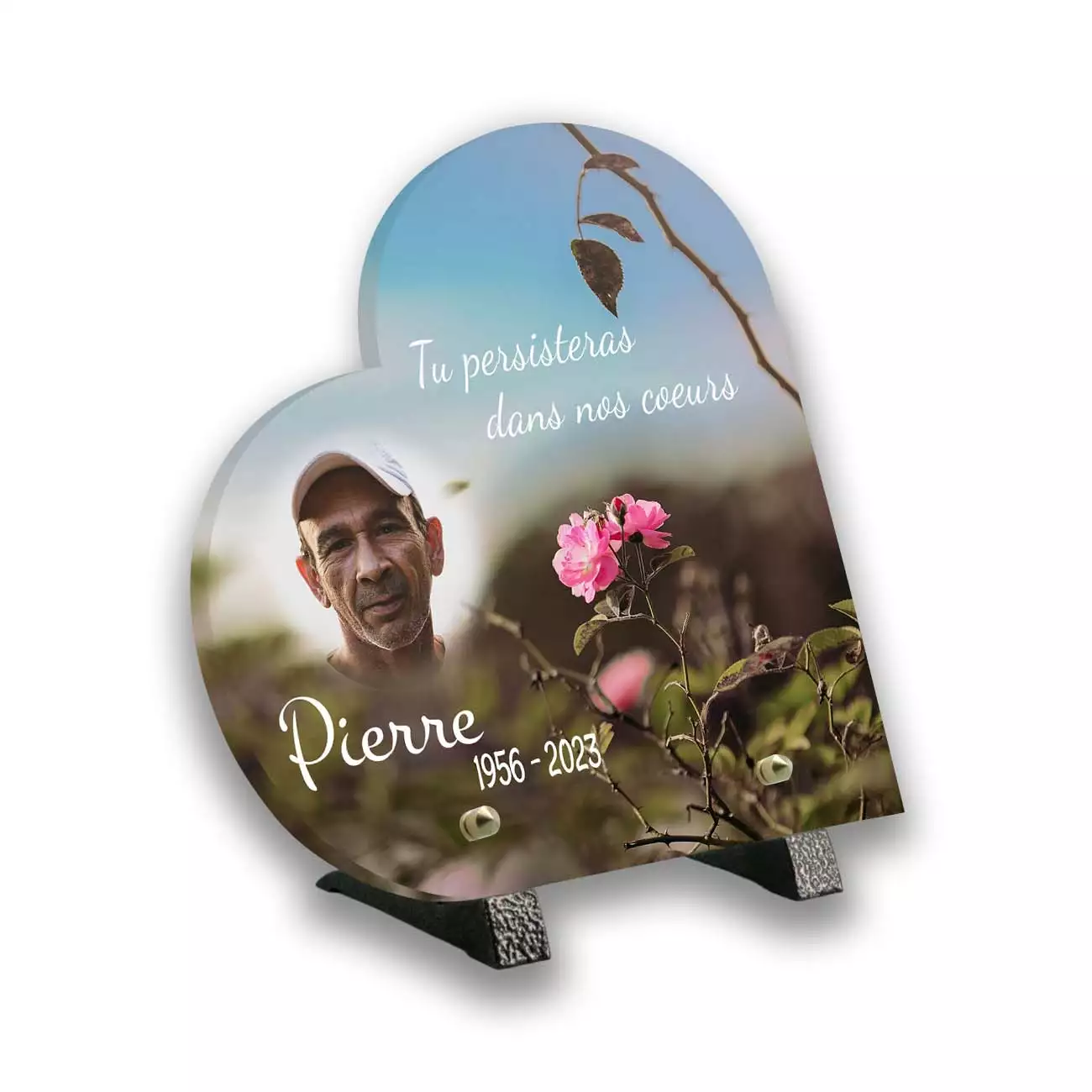plaque funéraire personnalisée pieds avec photo