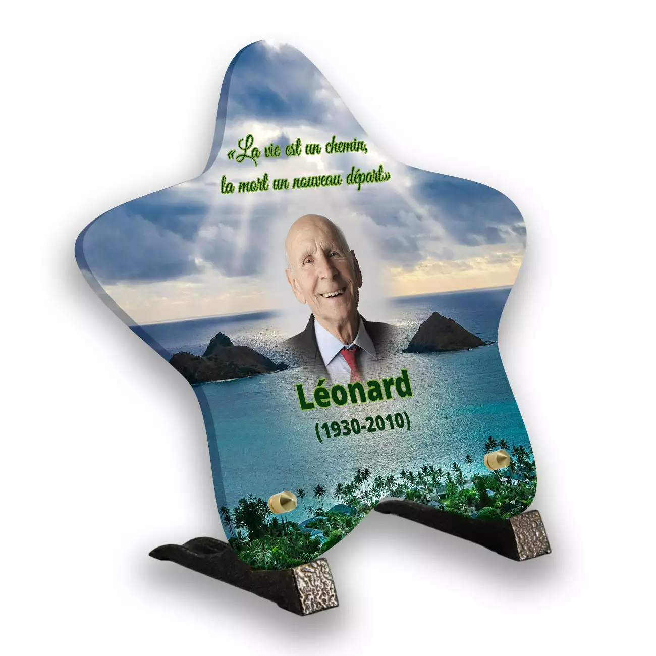 plaque funéraire personnalisée pieds avec photo