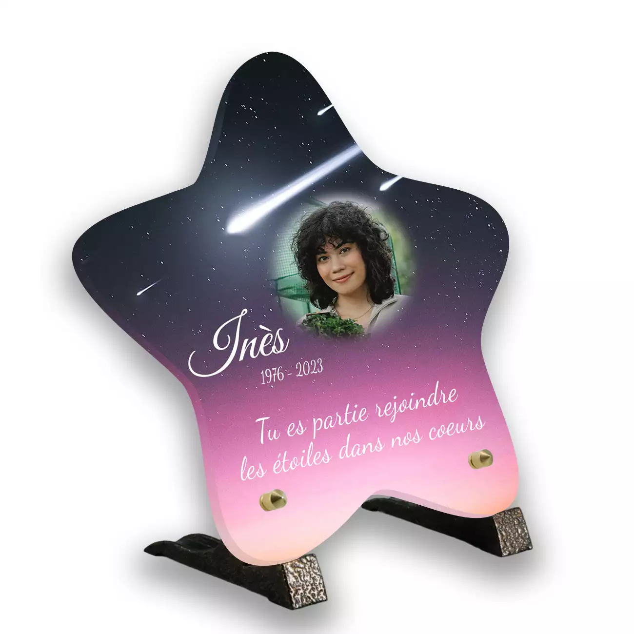 plaque funéraire personnalisée pieds avec photo
