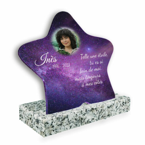 plaque funéraire personnalisée blanc avec photo