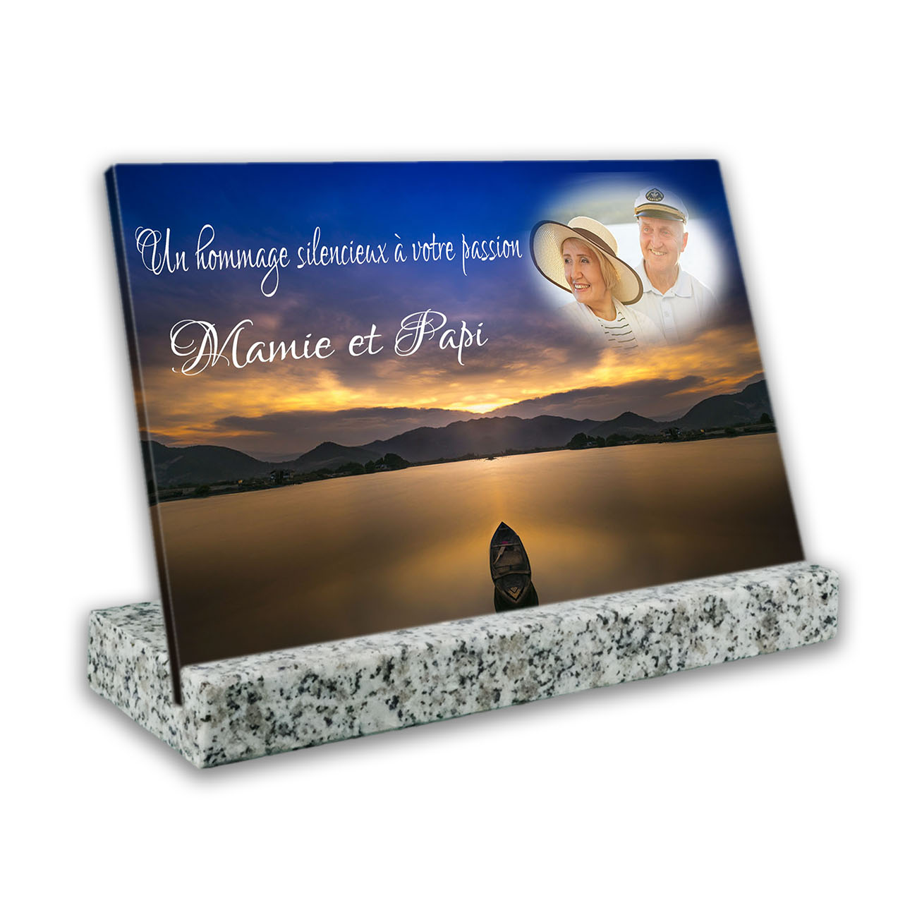 plaque personnalisée blanc avec photo