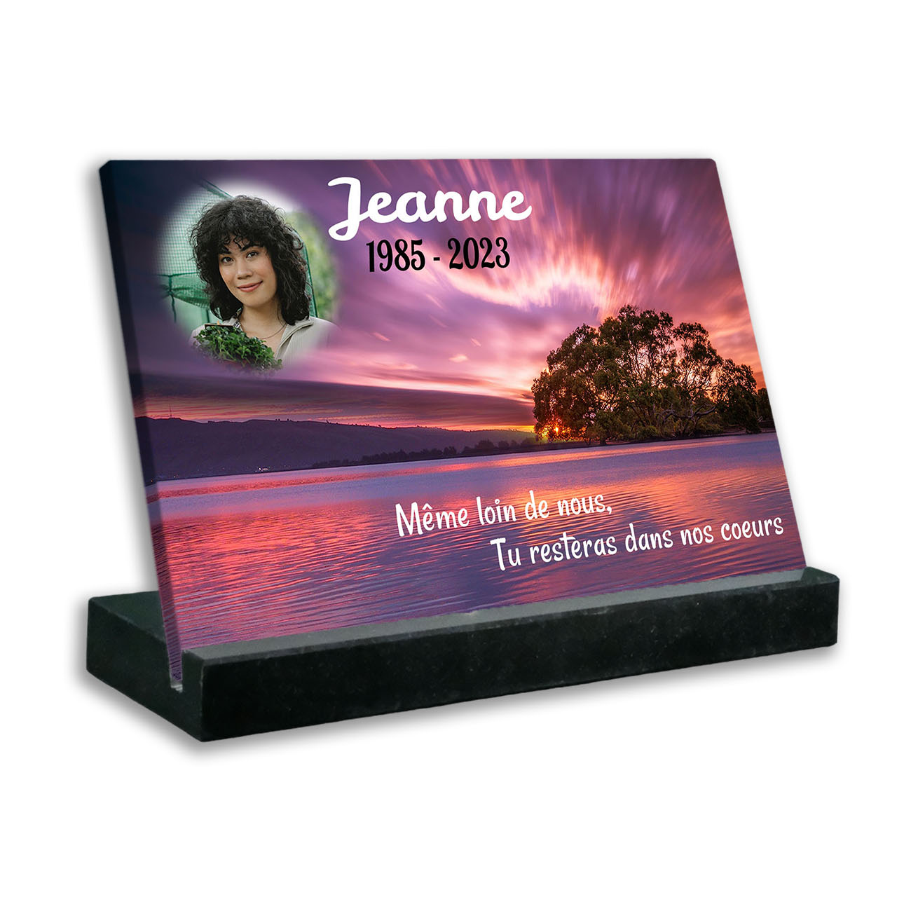 plaque funéraire personnalisée noir avec photo