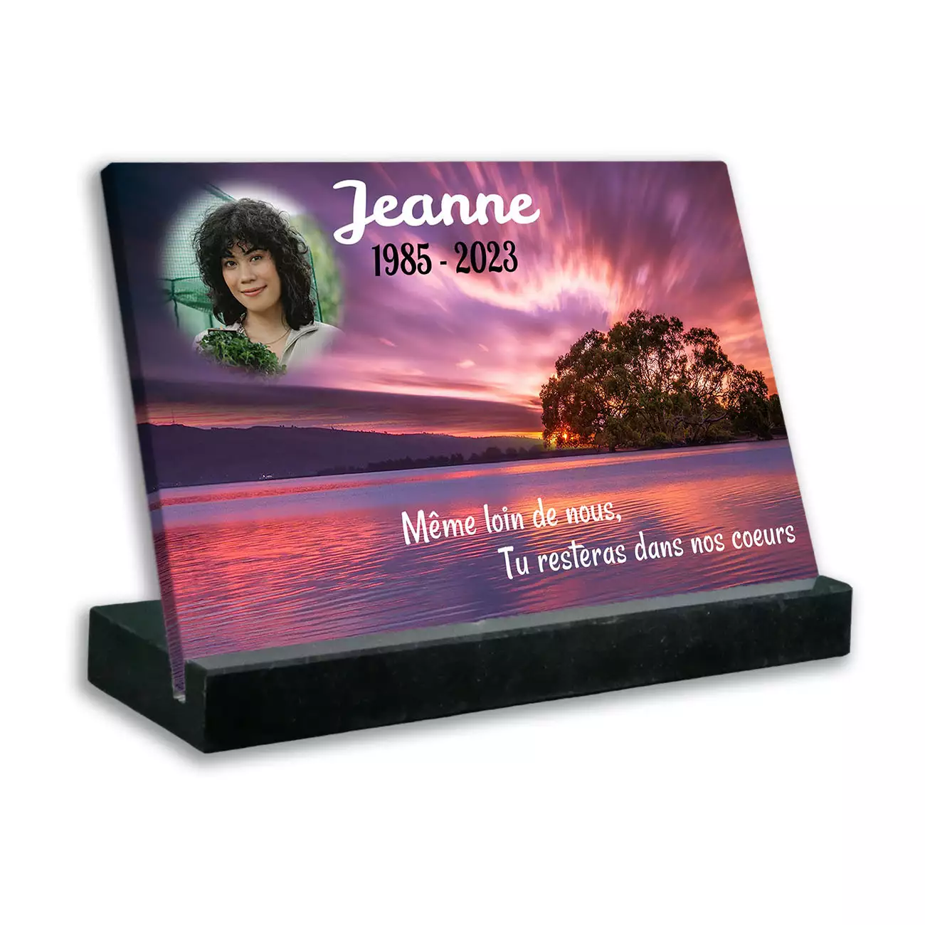 plaque funéraire personnalisée noir avec photo