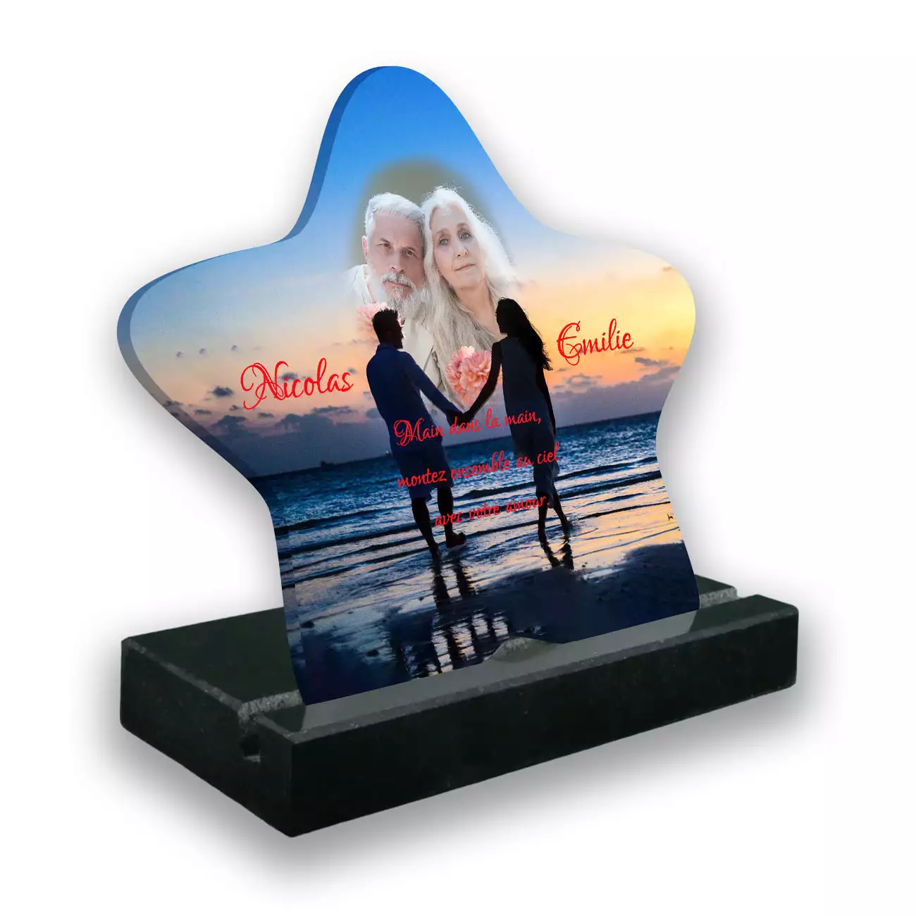 plaque funéraire personnalisée noir avec photo
