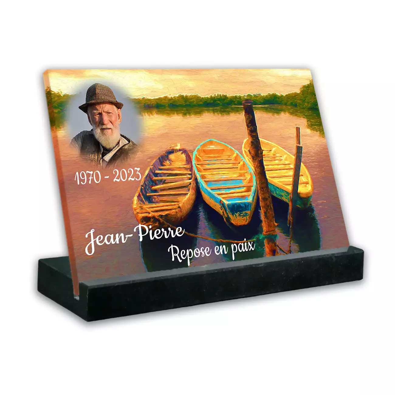 plaque funéraire personnalisée noir avec photo