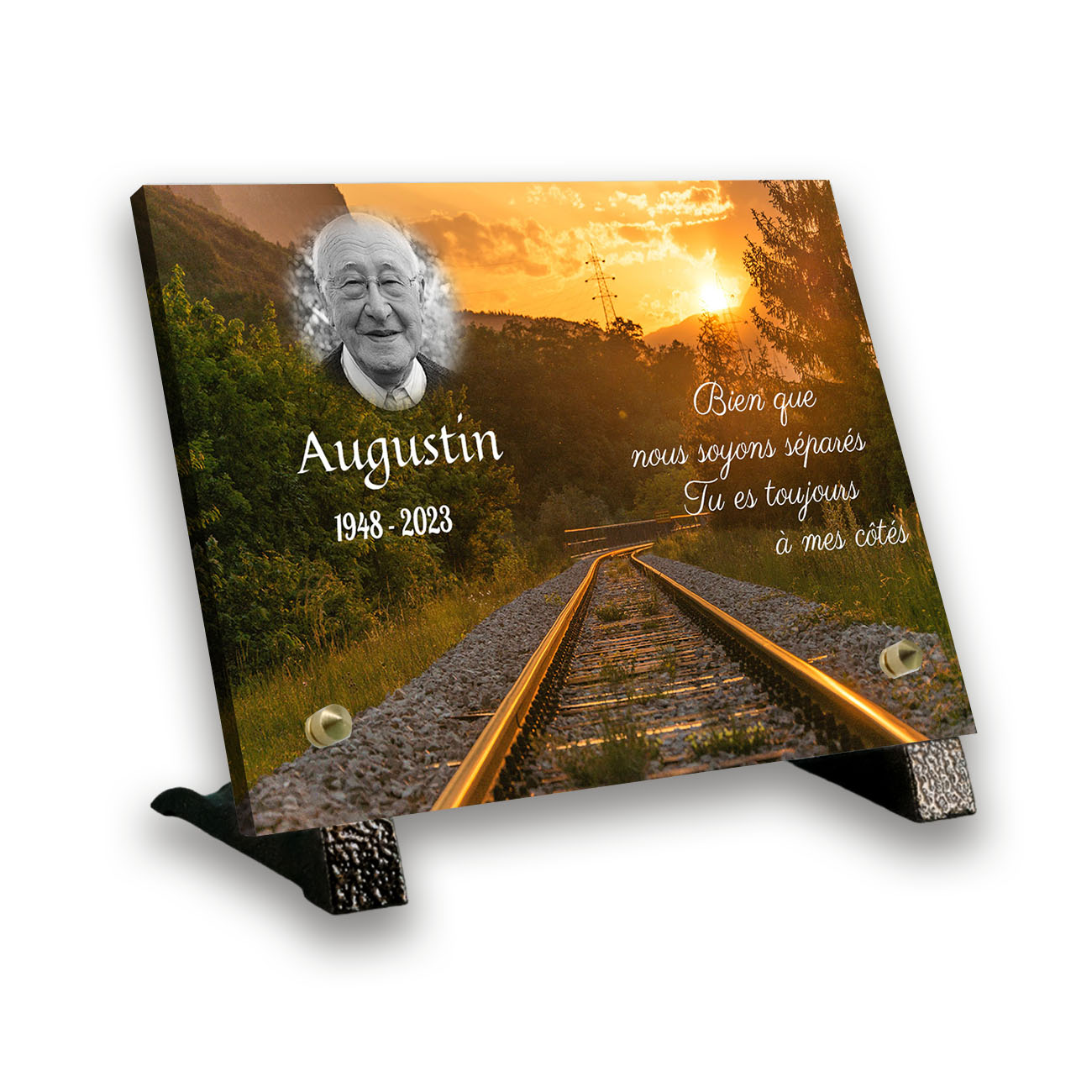 plaque funéraire personnalisée pieds avec photo