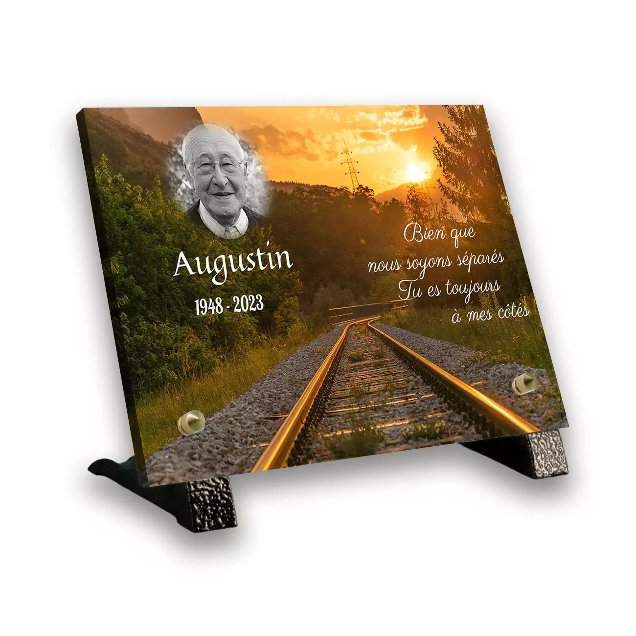 plaque funéraire personnalisée pieds avec photo