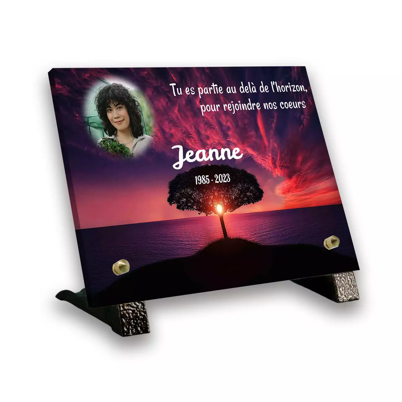 plaque funéraire personnalisée pieds avec photo