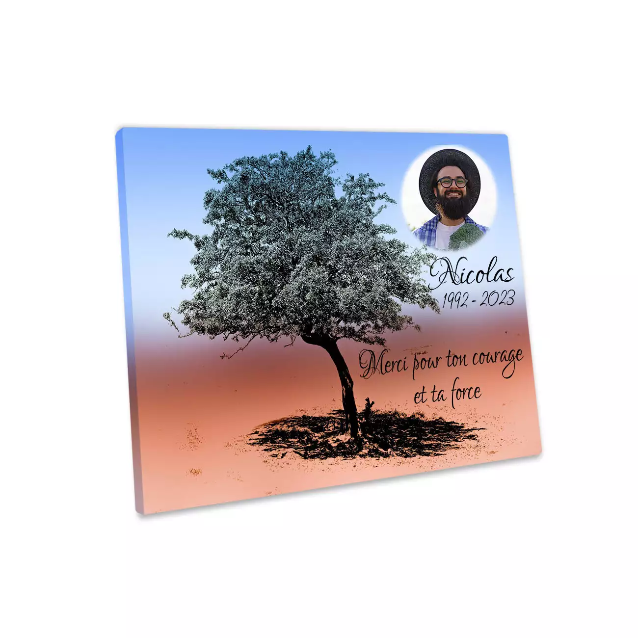 plaque funéraire personnalisée sans pied avec photo