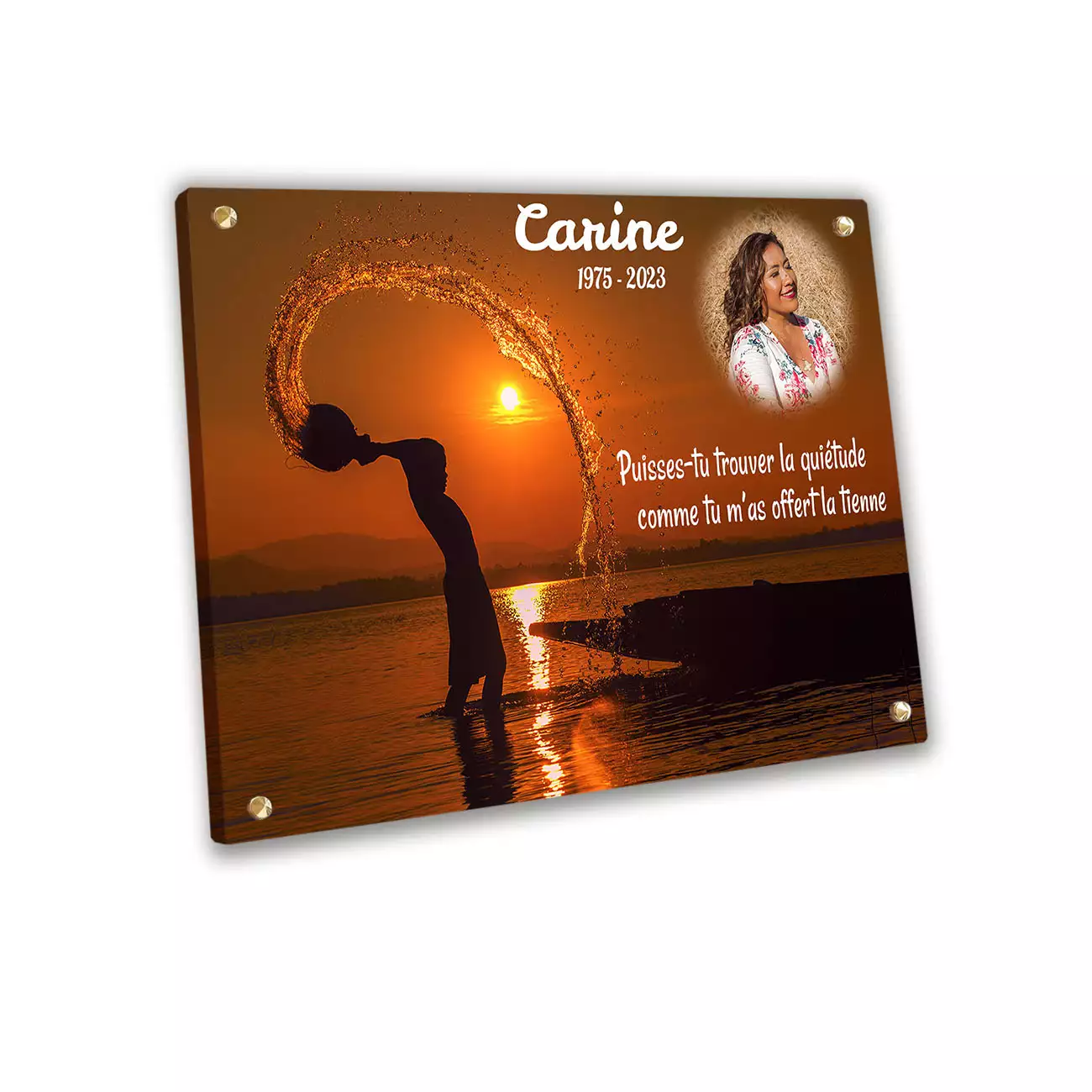 plaque funéraire personnalisée vis et cache vis avec photo