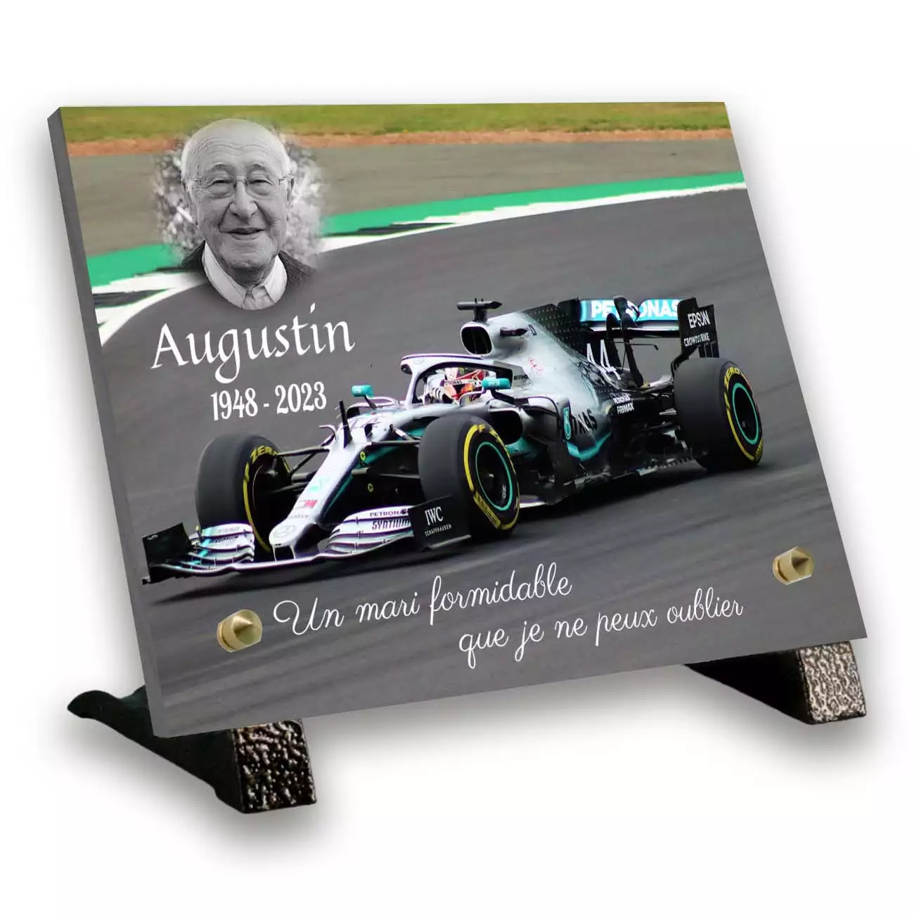 Plaque funéraire personnalisée Petit rectangle Avec pied Avec image