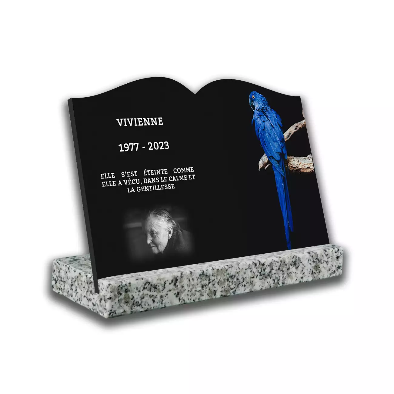 Plaque tombale personnalisée Avec socle blanc Avec image