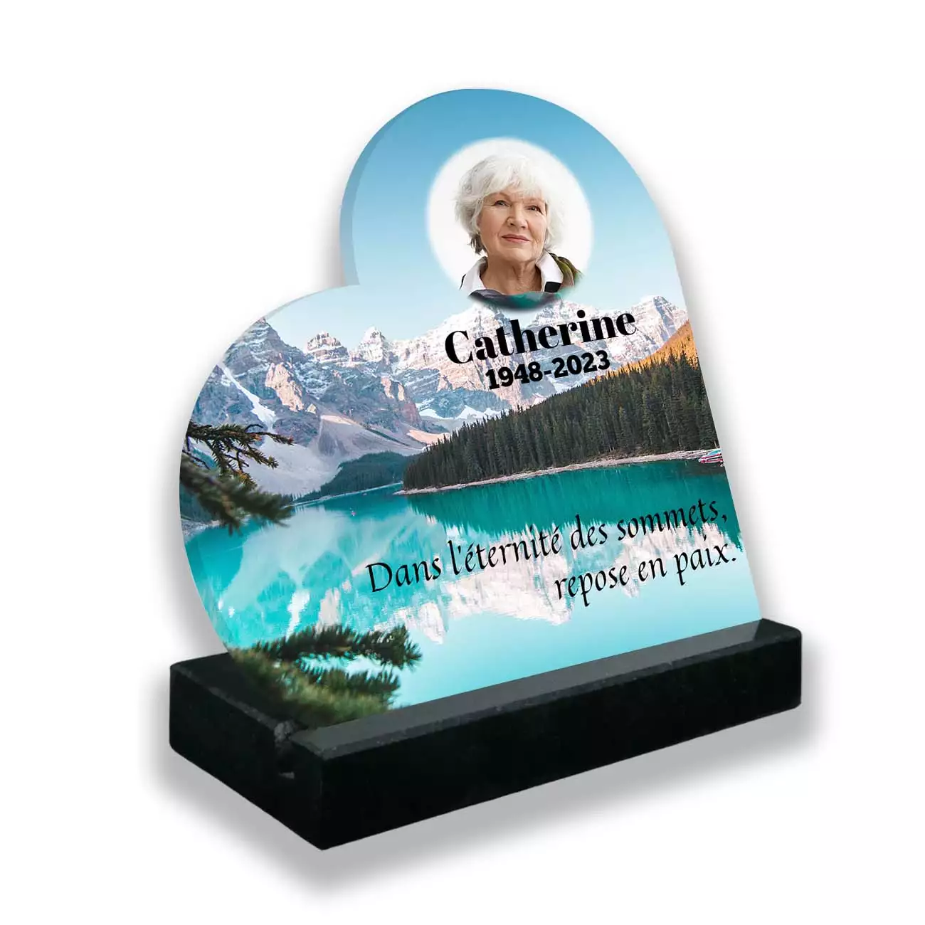 Plaque funéraire personnalisée, Avec socle noir, Avec image