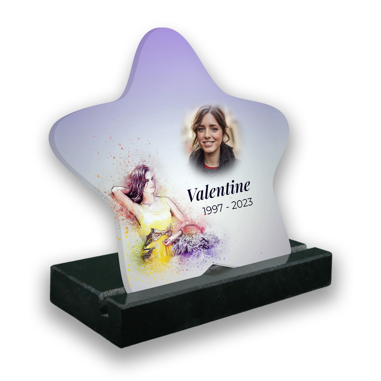 plaque funéraire personnalisée, Avec socle noir, Avec image