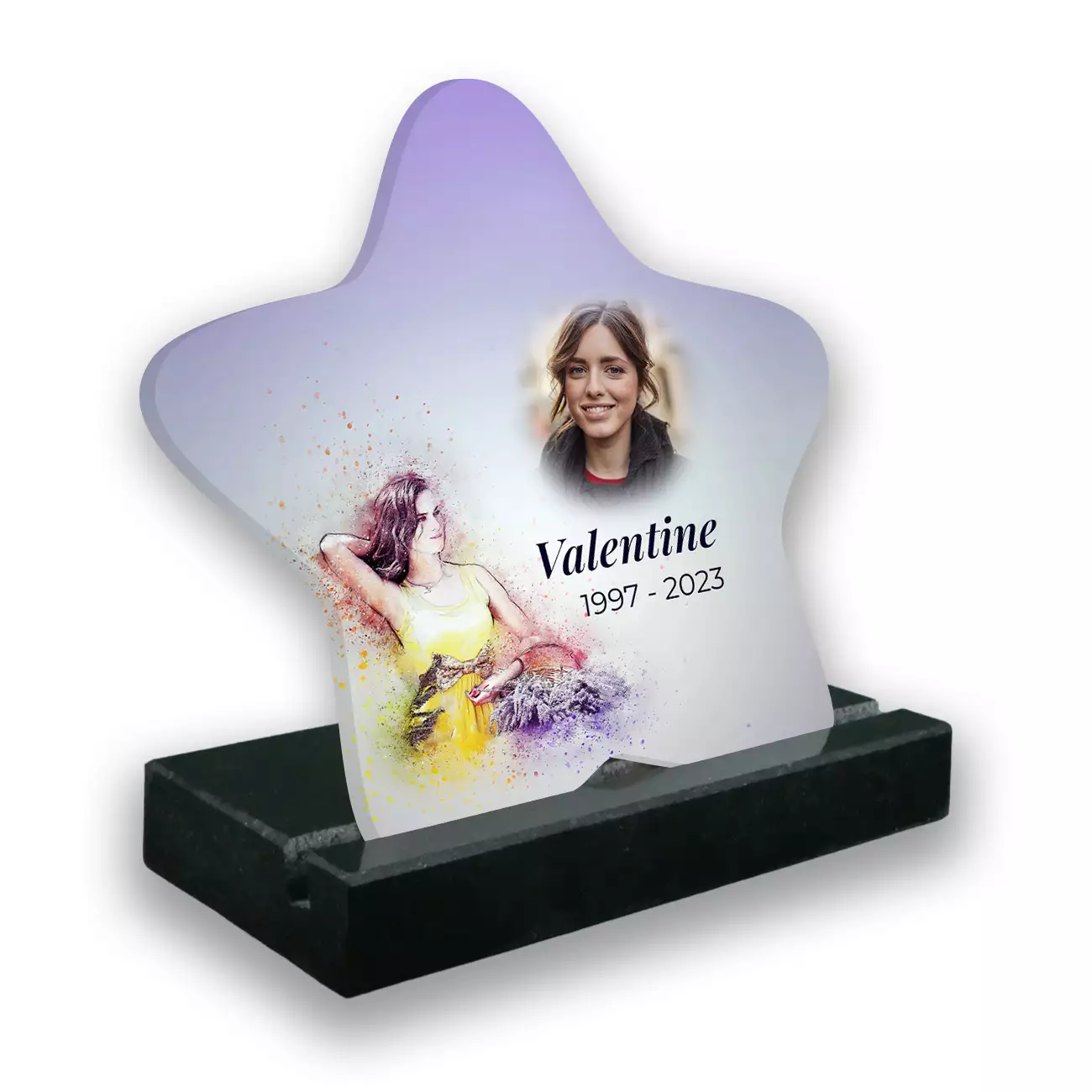 plaque funéraire personnalisée, Avec socle noir, Avec image