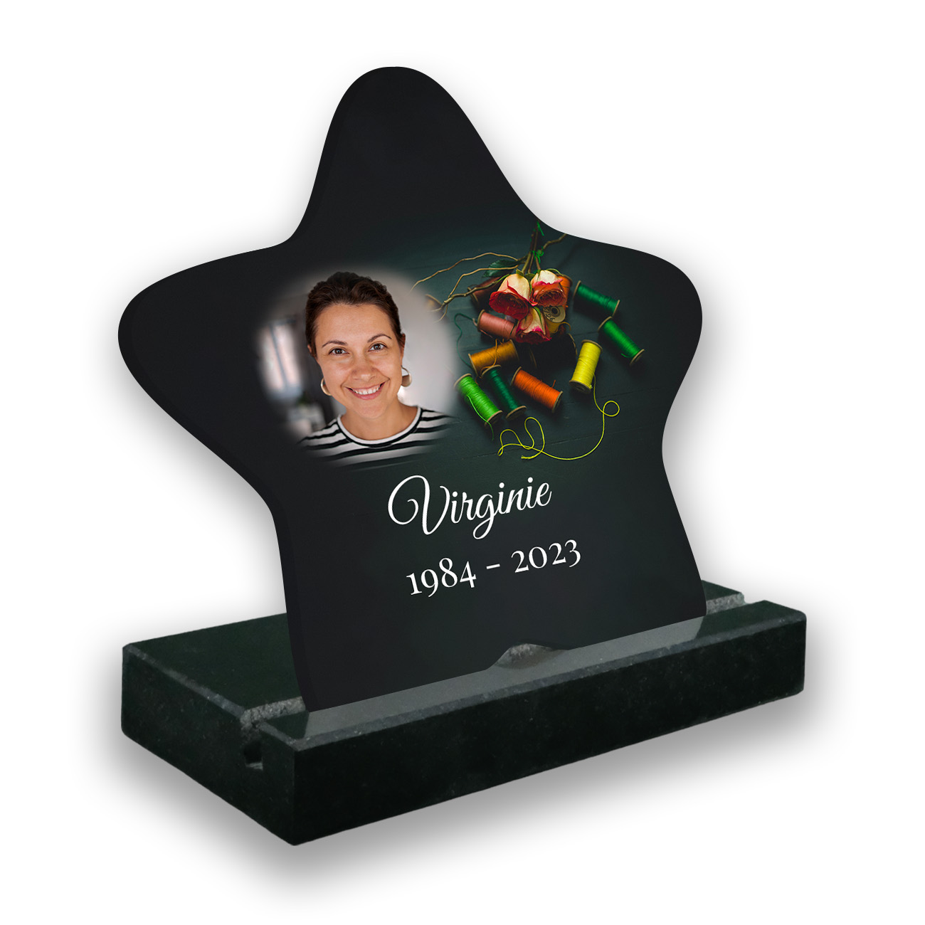 plaque funéraire personnalisée, Avec socle noir, Avec image