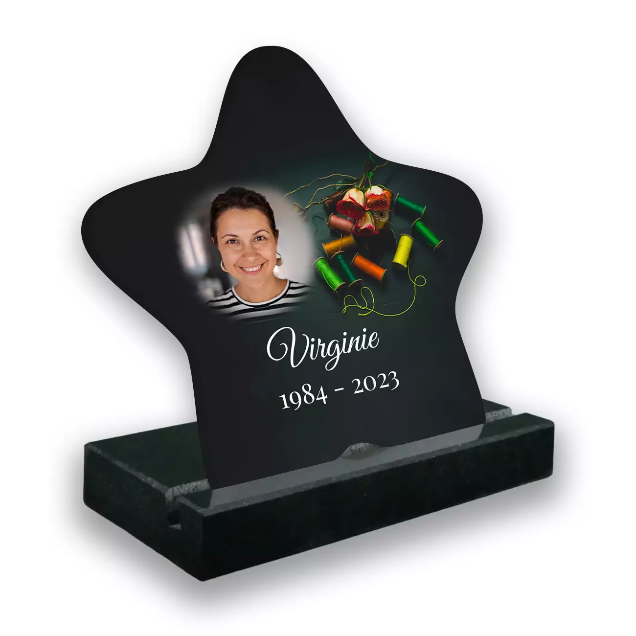 plaque funéraire personnalisée, Avec socle noir, Avec image