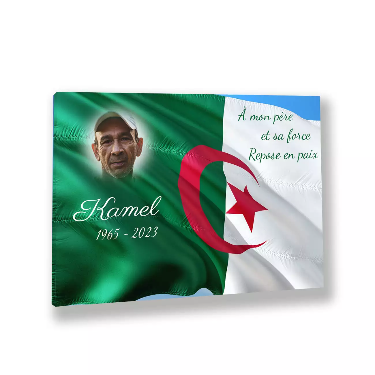 Plaque tombale personnalisée Grand rectangle Sans socle Avec image