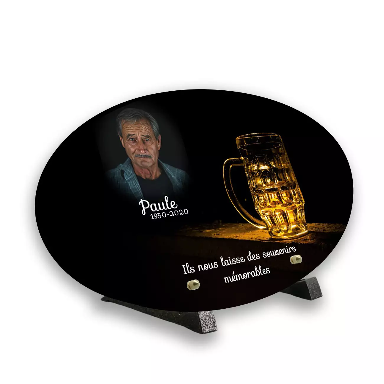 Plaque mortuaire personnalisée, Avec pied, Avec image