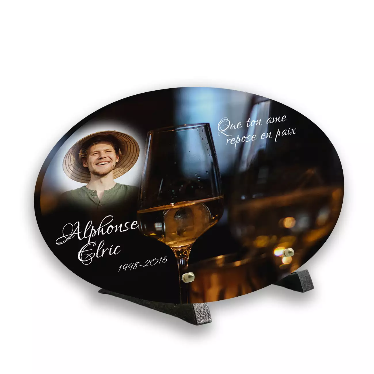 plaque mortuaire personnalisée, Avec pied, Avec image