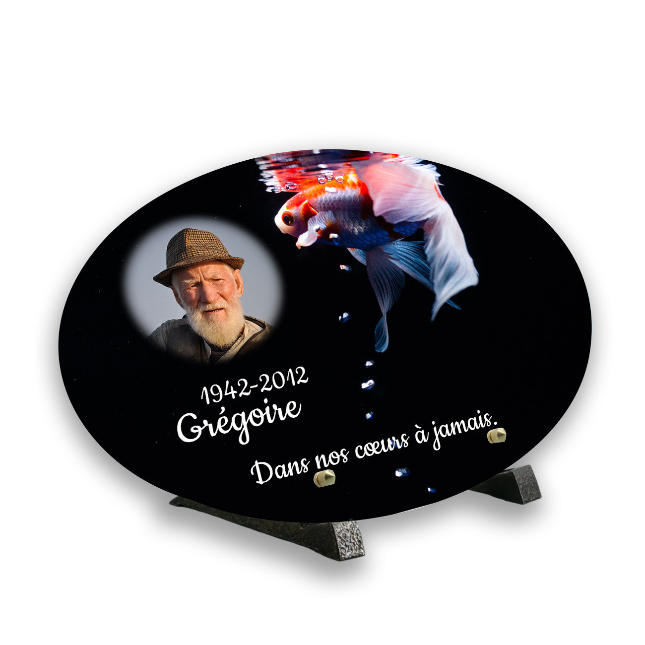 plaque funéraire personnalisée, Avec pied, Avec image