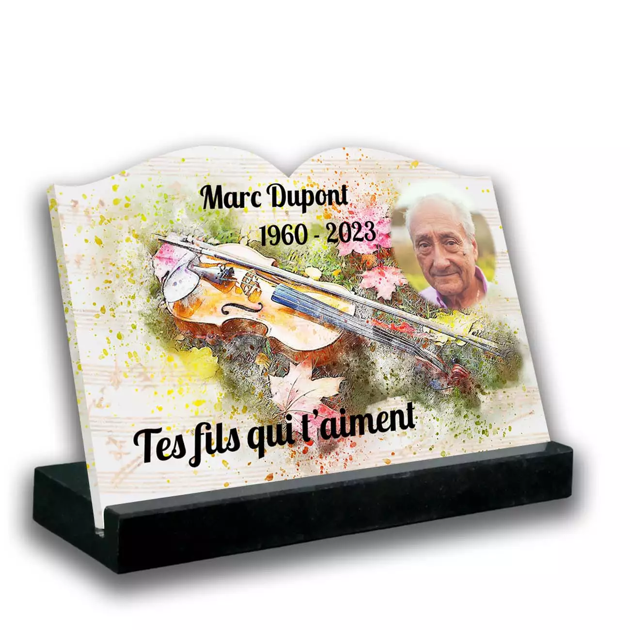 Plaque mortuaire personnalisée "Violon d'or"
