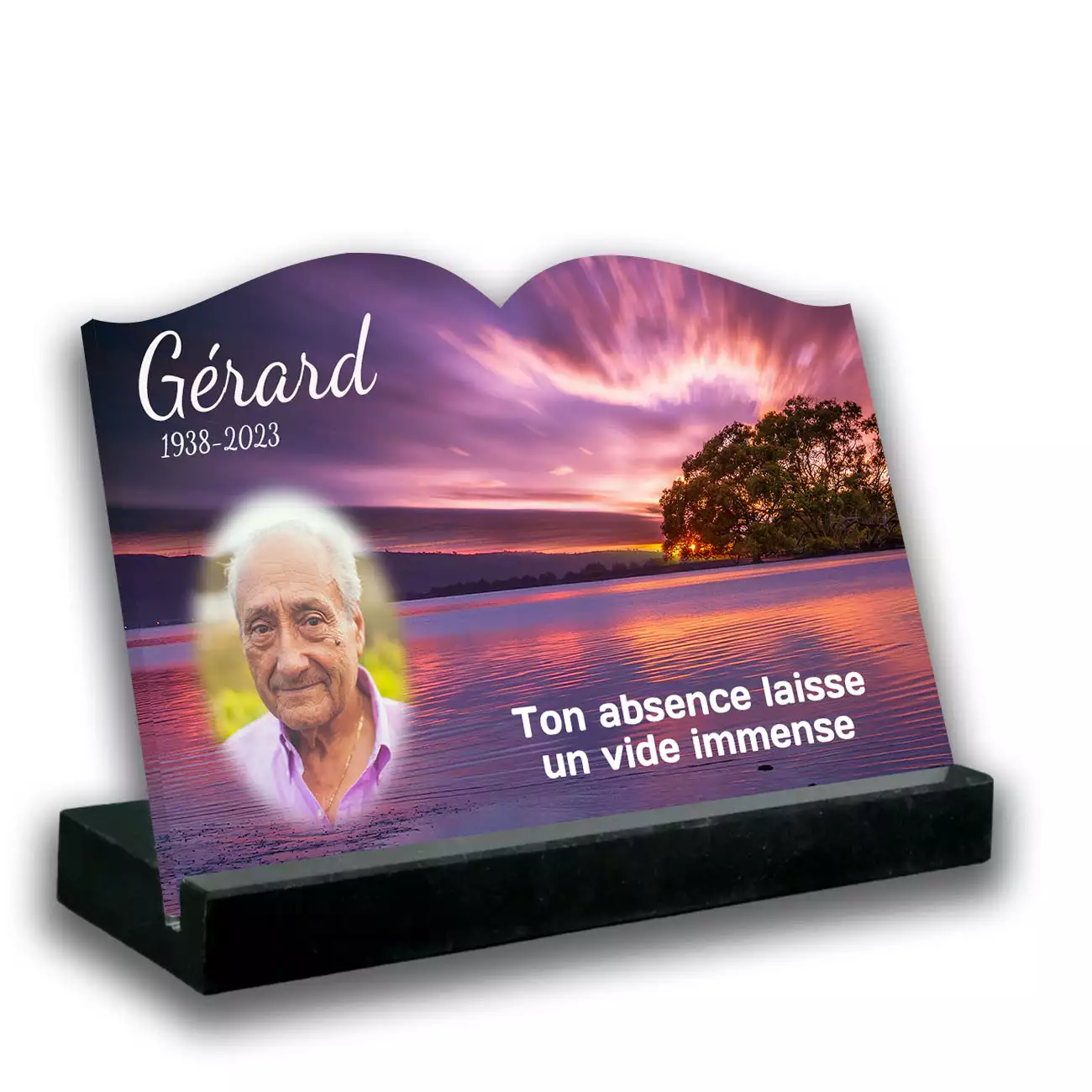 Plaque tombale personnalisé Avec socle noir Avec image