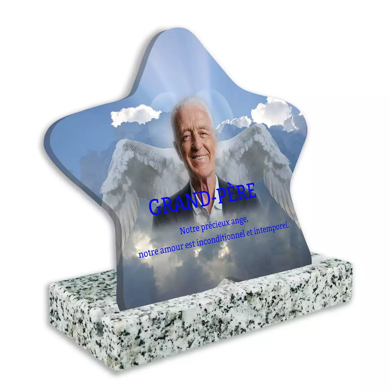 plaque funéraire personnalisée blanc avec photo