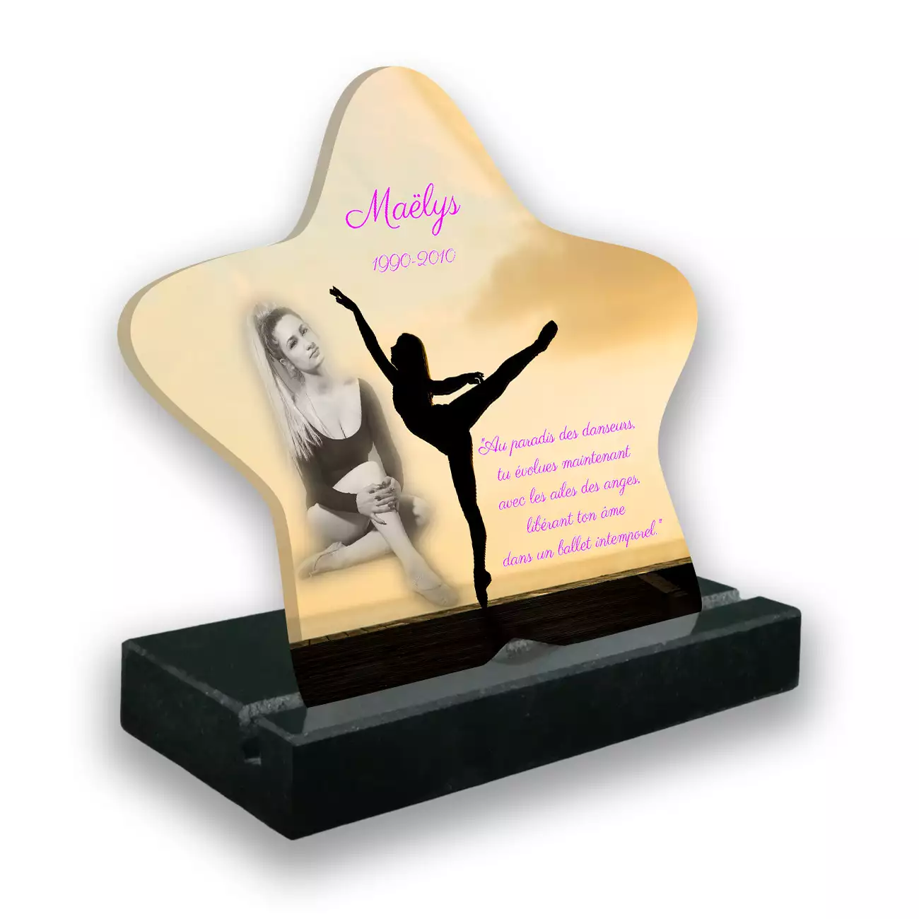 plaque funéraire personnalisée noir avec photo