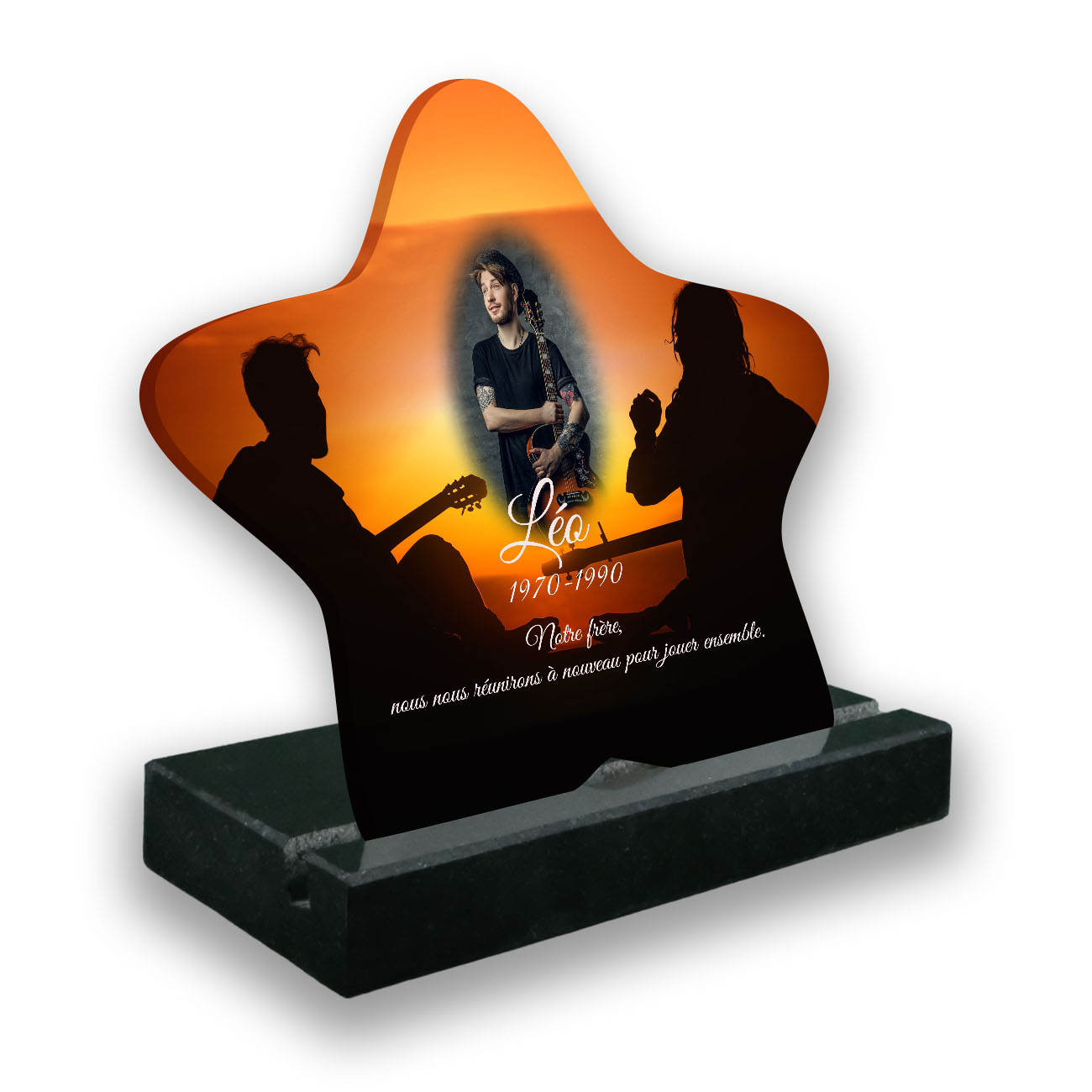plaque funéraire personnalisée noir avec photo
