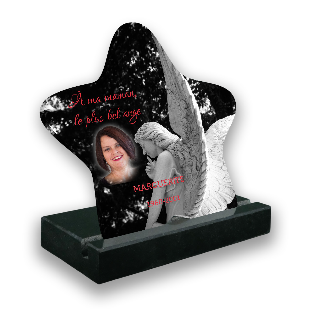 plaque funéraire personnalisée noir avec photo