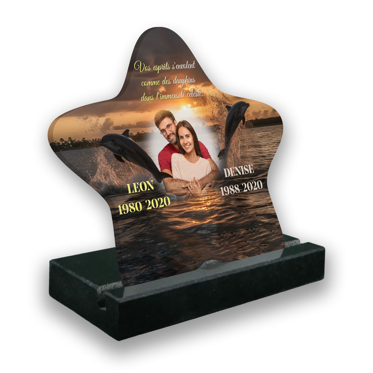 plaque funéraire personnalisée noir avec photo